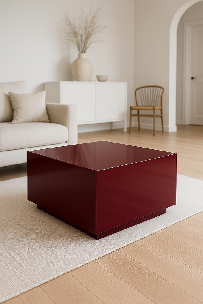 Vierkante salontafel burgundy high gloss, Huis en Inrichting, Tafels | Salontafels, Nieuw, 50 tot 75 cm, 50 tot 100 cm, 50 tot 100 cm