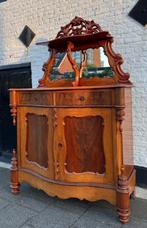 antieke mahonie kast met opstand, 110 cm breed, totaal h 170, Antiek en Kunst, Antiek | Meubels | Kasten, Ophalen of Verzenden