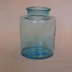 Blauw glazen vaas ovaal fles glas, Huis en Inrichting, Woonaccessoires | Vazen, Minder dan 50 cm, Glas, Blauw, Ophalen of Verzenden
