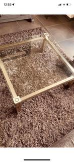 Zware RVS glazen tafel, Huis en Inrichting, Tafels | Salontafels, Ophalen, Gebruikt, 50 tot 100 cm, 75 cm of meer