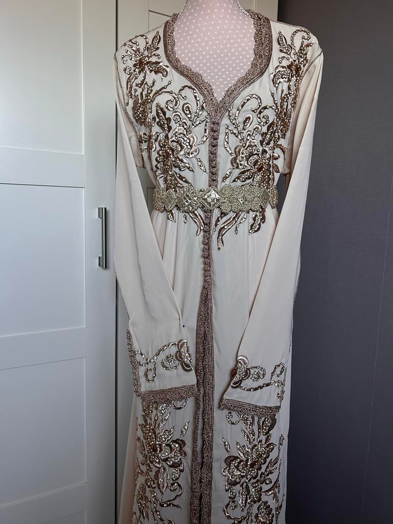 Crème Takshita met Borduurwerk - Maat S, Beige, Ophalen of Verzenden, Zo goed als nieuw, Maat 36 (S)