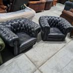 2 Chesterfield Muylaert club fauteuils grijs + BEZORGING, Huis en Inrichting, Gebruikt, Chesterfield, Ophalen of Verzenden, 100 tot 125 cm