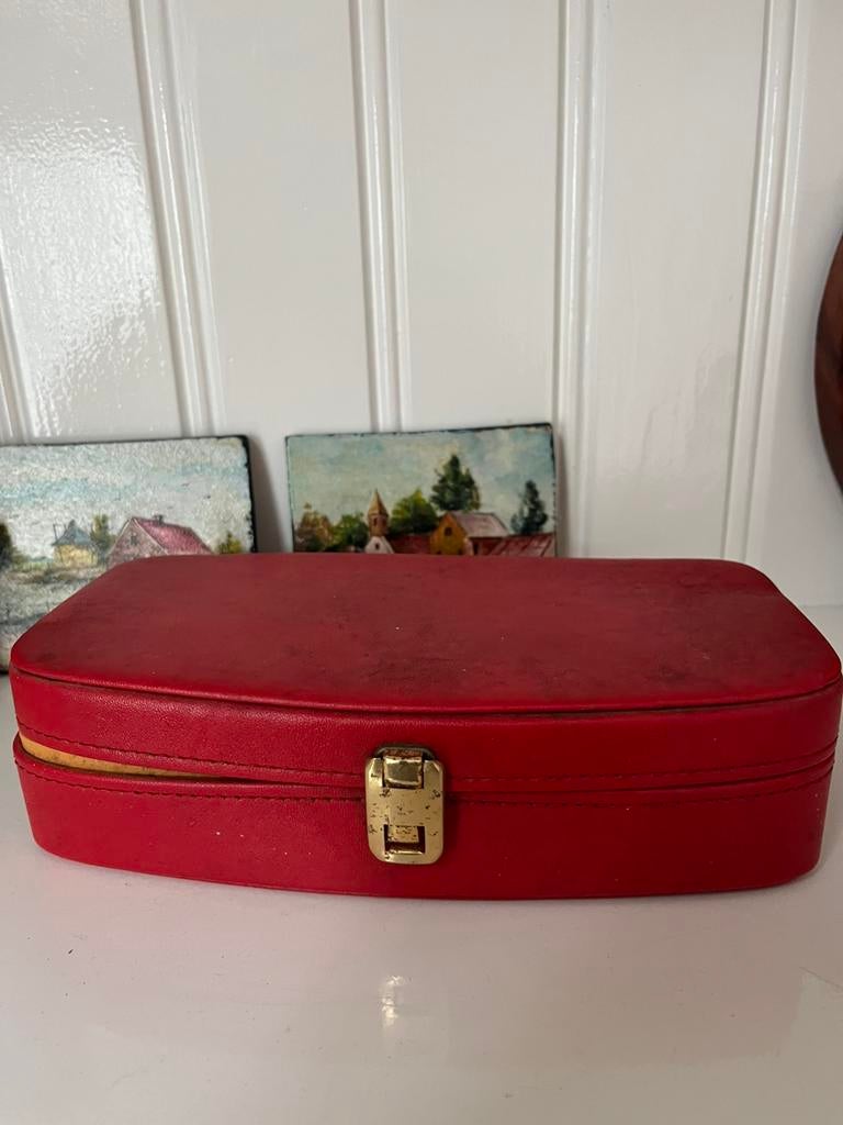 Vintage toiletkoffer, Ophalen of Verzenden, Rood