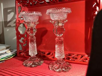 Antieke Kristallen Kandelaars - 25cm beschikbaar voor biedingen