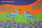 80x100cm Uniek Handgeschilderd Schilderij "Two Riverbirds", Ophalen