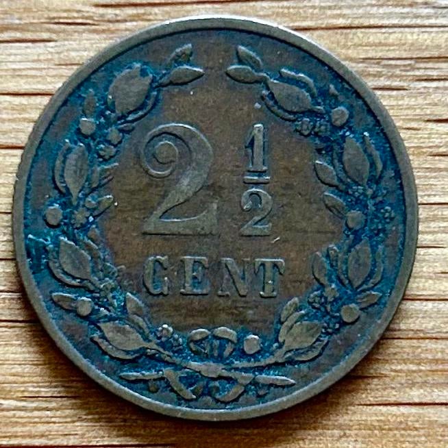 Twee en een halve cent / 2,5 cent 1877 in zeer goede staat, Postzegels en Munten, Munten | Nederland, Ophalen of Verzenden, Koning Willem III