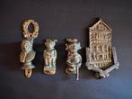 Set van 4 antieke messing deurkloppers, Engeland 19e eeuw, Ophalen, Brons