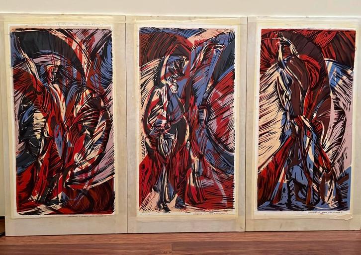 Drieluik La Danse - Mathilde den Hollander, Antiek en Kunst, Kunst | Litho's en Zeefdrukken, Ophalen