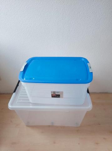 Curver Opbergbox 50 Ltr - Wit/Transparant met Blauw Deksel beschikbaar voor biedingen