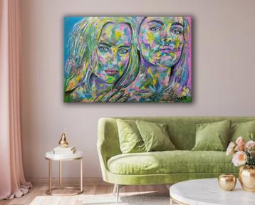 sisters - schilderij 100x150 acryl uniek!