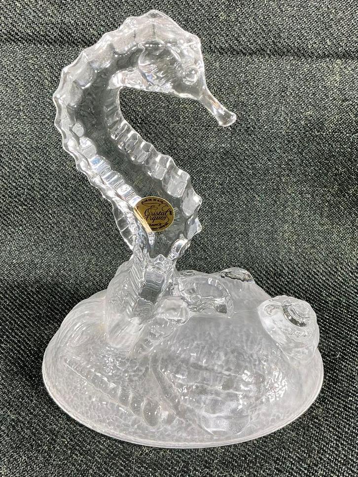 Vintage kristal zeepaard beeld Cristal d’Arques, Antiek en Kunst, Curiosa en Brocante, Verzenden