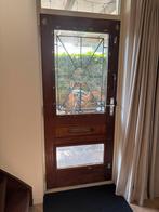 Authentieke Houten Voordeur met Glas, Doe-het-zelf en Verbouw, Deuren en Horren, Ophalen, Gebruikt, 80 tot 100 cm, Buitendeur