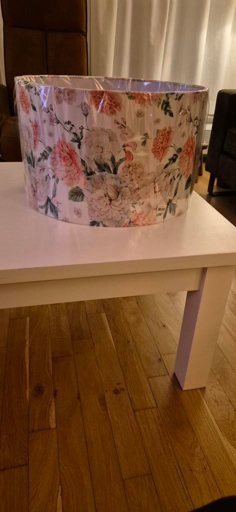 Nieuwe Schemerlamp Kap Hangend/Staand - Bloemenprint, 25 tot 50 cm, Rond, Ophalen of Verzenden, Crème