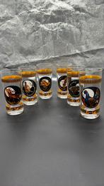 6 glazen met jacht tafereel. Diverse dieren., Antiek en Kunst, Ophalen