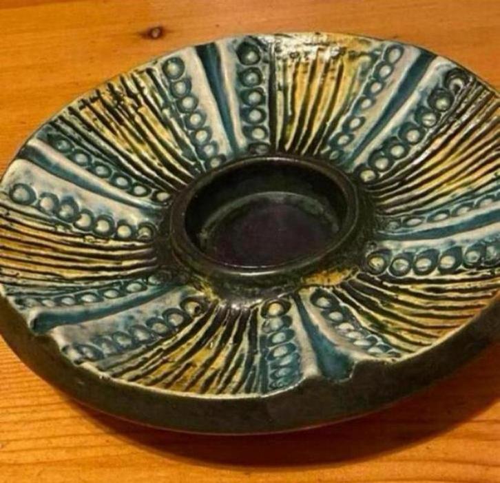 Sier schotel ,mooi!, zie Kleuren! handmade,Vintage, 1, Antiek en Kunst, Antiek | Schalen, Ophalen of Verzenden