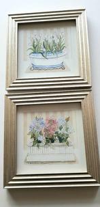 Set van 2 ingekaderde print aquarellen van Olson, Minder dan 50 cm, Ophalen of Verzenden, Zo goed als nieuw, Minder dan 50 cm