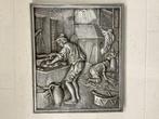 Wandreliëf metalen schilderij plaat bakker middeleeuwen tin, Ophalen of Verzenden