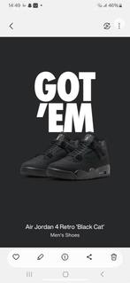 Air jordan 4 retro black cat maat 47, Kleding | Heren, Schoenen, Ophalen of Verzenden, Nieuw, Zwart
