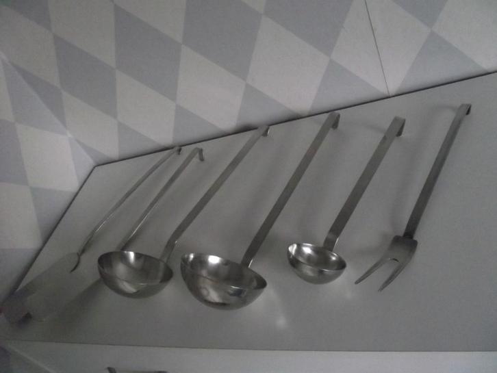 RVS lepelrek soep / saus opscheplepels vork BK 1950-1960 p s, Antiek en Kunst, Antiek | Bestek, Ophalen of Verzenden