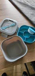 Lunchbox set - blauw en grijs, Huis en Inrichting, Keuken | Keukenbenodigdheden, Ophalen of Verzenden, Zo goed als nieuw