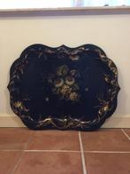 Antiek Engels lakwerk dienblad  ,uit gedreven dun ijzerplaat, Ophalen, Zo goed als nieuw, Rond, Metaal