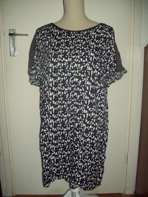 Trendy grafische retro jurk van Miss Etam maat XL 46, Kleding | Dames, Jurken, Zo goed als nieuw, Maat 46/48 (XL) of groter, Blauw