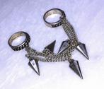 Ring zilver dubbele ringen met spikes punk goth, Nieuw, Overige materialen, 17 tot 18, Dame of Heer