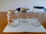 Grote en kleinere jampotten met ijzeren en plastic deksel., Ophalen, Zo goed als nieuw, Glas, Pot, Bus of Blik