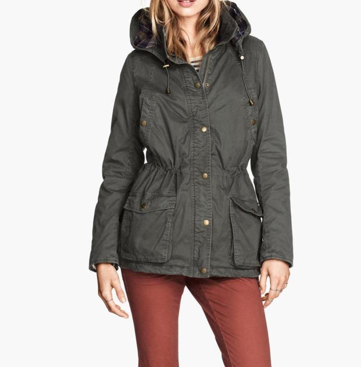 H&M gewatteerde parka winterjas lange jas kaki groen 36 S, Kleding | Dames, Jassen | Winter, Nieuw, Maat 36 (S), Groen, Ophalen of Verzenden