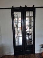 2 ensuite schuifdeuren smal glas in lood jaren 30 origineel, Ophalen, Gebruikt, Minder dan 80 cm, Binnendeur