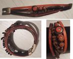 Armband leer, bruin / oranje, Ophalen of Verzenden, Zo goed als nieuw, Oranje, Leer