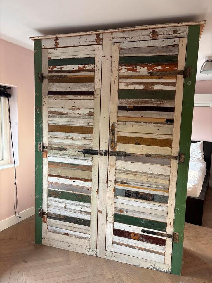 Stoere Sloophouten Kledingkast, Huis en Inrichting, Kasten | Kledingkasten, Gebruikt, 150 tot 200 cm, 100 tot 150 cm, 50 tot 75 cm