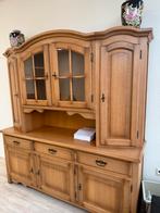 Houten Kast met Glasdeuren, Huis en Inrichting, Kasten | Buffetkasten, Ophalen, Gebruikt, Eikenhout, Met lade(s)
