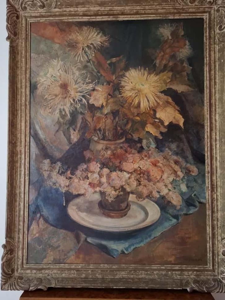 Bloemstilleven in lijst, Antiek en Kunst, Kunst | Schilderijen | Klassiek, Ophalen