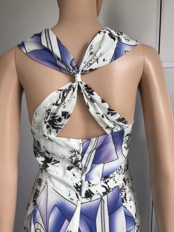 B858 Gestuz  wit/zwart/blauw  jurkje jurk Maat S=36 beschikbaar voor biedingen