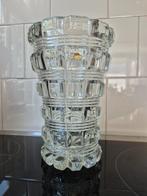 Mooie zware kristallen vaas helder glas 21,5x14,5cm, Overige kleuren, Ophalen of Verzenden, Minder dan 50 cm, Glas