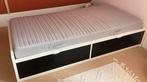 Bed IKEA ODDA, wit met zwarte laden, incl matras, Ophalen, 90 cm, Eenpersoons, Wit