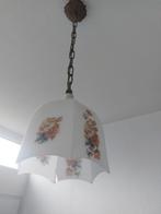brocante pendellamp met bronzen ketting, Ophalen, Glas, Brocante, Minder dan 50 cm