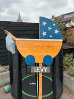 Geboortebord tuin - Houten kinderwagen - geboortewieg, Ophalen, Gebruikt, Geboortebord