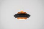 Vintage koperen en zwarte hanglamp, Ophalen of Verzenden, Zo goed als nieuw, Metaal, Minder dan 50 cm