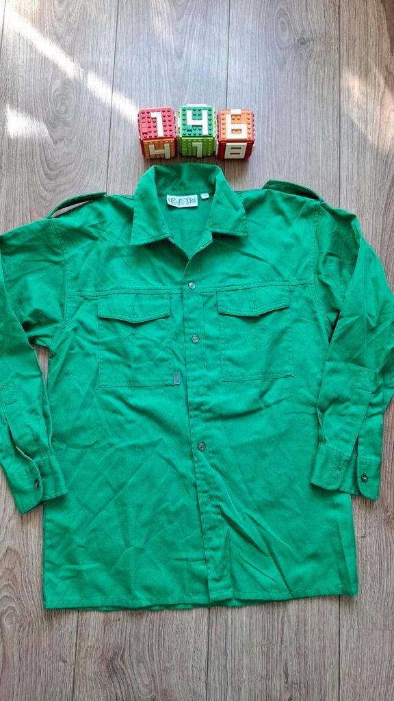 Scouting groene Welpenblouse (oudmodel) maat 146, Verzamelen, Scouting, Gebruikt, Kleding, Ophalen of Verzenden