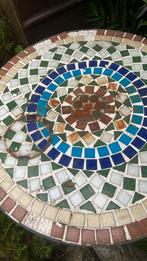 Tuindecoratie bistrosetje setje gietijzer mosaiek tafel tuin, Ophalen, Gebruikt, Overige materialen, 2 zitplaatsen
