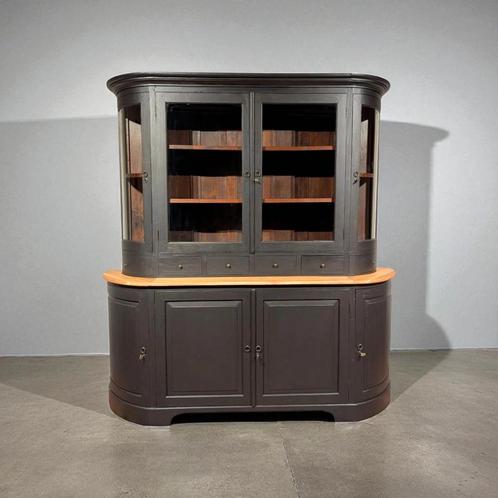 Bolkast apothekerskast grutterskast teak zwart, Huis en Inrichting, Kasten | Buffetkasten, Zo goed als nieuw, Minder dan 100 cm