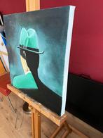 Olieverf schilderij Man met hoed, Antiek en Kunst, Ophalen