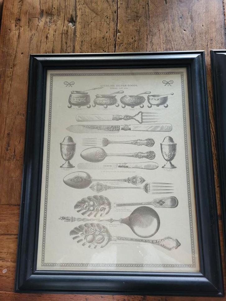 Twee Schilderijen met Engelse Illustraties, Antiek en Kunst, Kunst | Tekeningen en Foto's, Ophalen