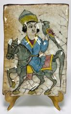 695. Tegel - ruiter met vogel, Perzië, ca. 1900, Antiek en Kunst, Ophalen of Verzenden