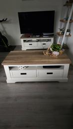 Meubella salontafel / tv meubel (wit/eiken), Minder dan 100 cm, 100 tot 150 cm, Gebruikt, 50 tot 75 cm