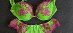 lingerie BH slip set sexy 75B groen roze, Verzenden, Roze