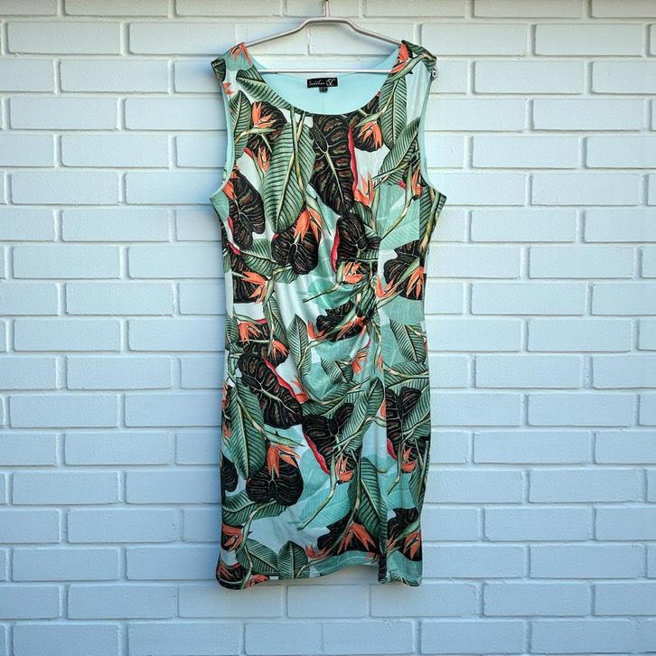 Smashed Lemon Jurk Maat 44 Lichtblauw Groen Bladeren Midi, Kleding | Dames, Jurken, Zo goed als nieuw, Maat 46/48 (XL) of groter