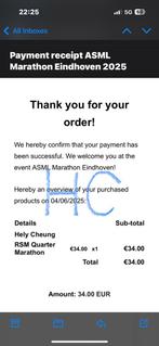 RSM (ASML) 1/4 MARATHON - EINDHOVEN 12 OKTOBER 2025, Tickets en Kaartjes, Eén persoon